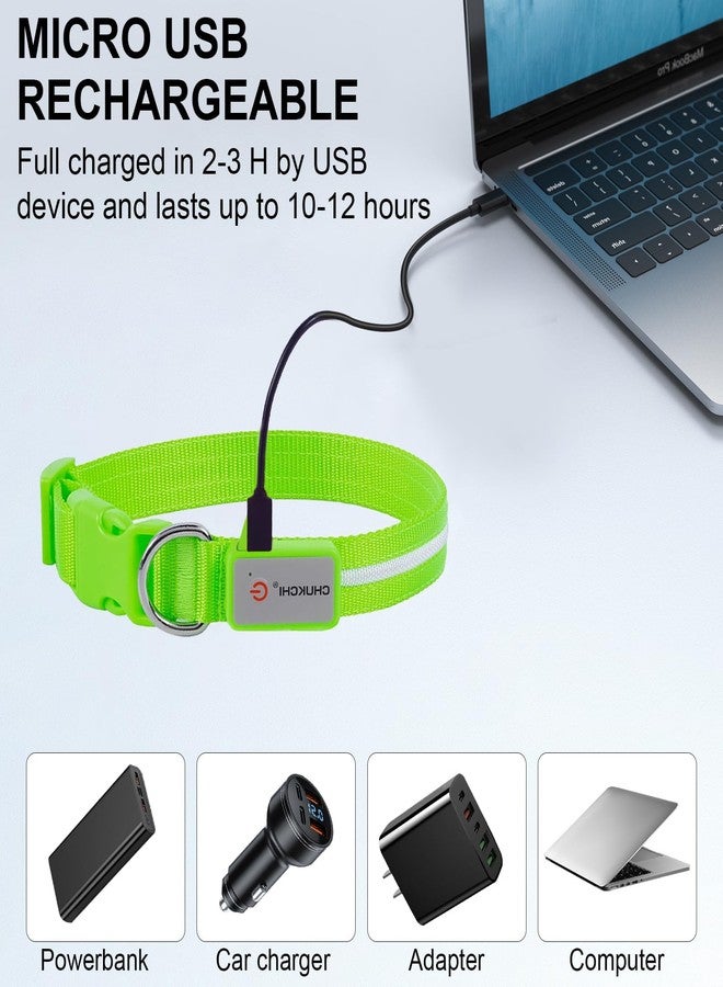CHUKCHI LED Dog Collar Rechargeable,Waterproof Flashing Collar,Light Up Glow Collar, Adjustable Soft Safety Light Up for Small Medium Large Dogs Walking Camping at Night (Green-S) - Image 5